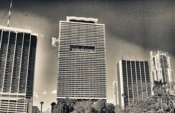 Ουρανοξύστες Στο Κέντρο Του Μαϊάμι Κατά Μήκος Της Λεωφόρου Μπισκέιν — Φωτογραφία Αρχείου