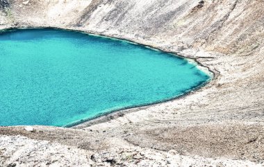 Myvatn yakınlarındaki Krafla Crate Gölü, İzlanda.