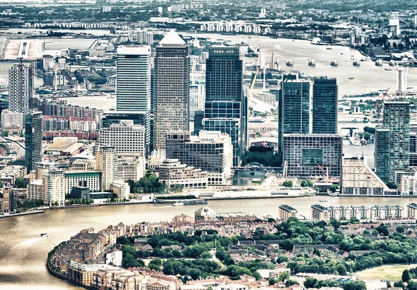 Widok Lotu Ptaka Canary Wharf Panoramę Miasta Punktu Widokowego — Zdjęcie stockowe