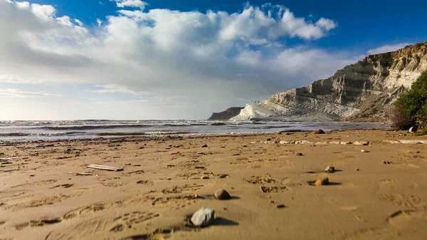 Vista Aérea Escalera Los Turcos Scala Dei Turchi Acantilado Rocoso — Foto de Stock