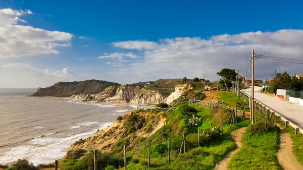 Vista Aérea Escalera Los Turcos Scala Dei Turchi Acantilado Rocoso — Foto de Stock