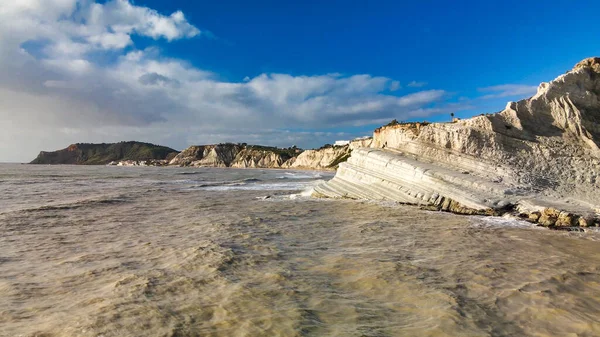 Türklerin Merdivenleri Nin Havadan Görünüşü Scala Dei Turchi Talya Nın — Stok fotoğraf