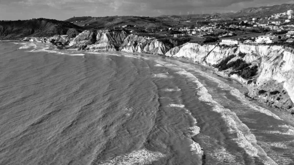 Türklerin Merdivenleri Nin Havadan Görünüşü Scala Dei Turchi Talya Nın — Stok fotoğraf