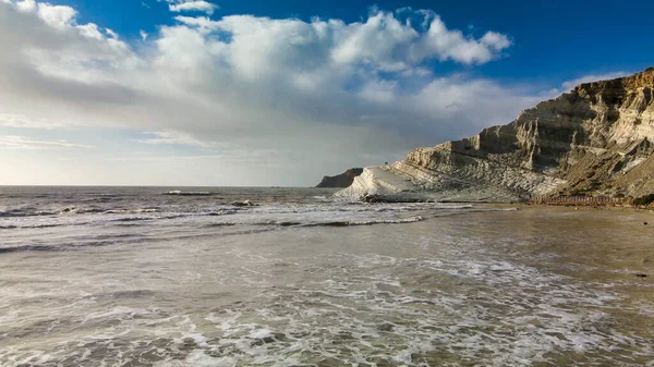 Türklerin Merdivenleri Nin Havadan Görünüşü Scala Dei Turchi Talya Nın — Stok fotoğraf