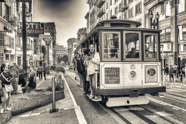 San Francisco August 2017 Seilbahn Durch Die Straßen Der Stadt — Stockfoto