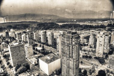 Vancouver gökdelenlerinin havadan görünüşü, Kanada.