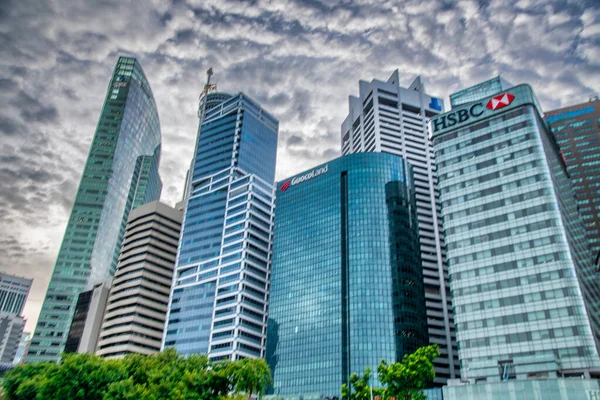 シンガポール 2019年12月31日 曇りの午後のダウンタウンのスカイライン — ストック写真