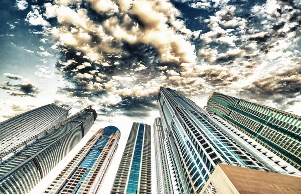 Dubai Marina Dubai Pôr Sol Linha Aérea Emirados Árabes Unidos — Fotografia de Stock