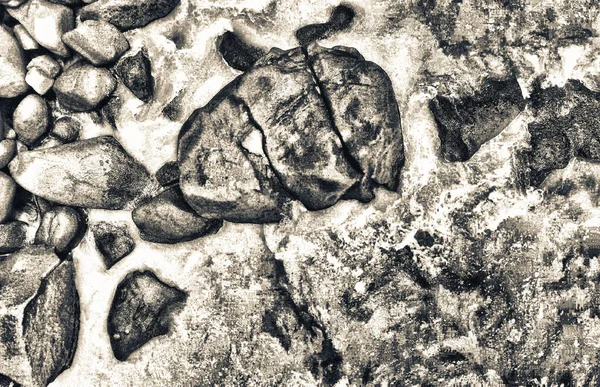 Overhead Aerial View Seychelles Beach Rocks Ocean Landscape — Stock Photo, Image