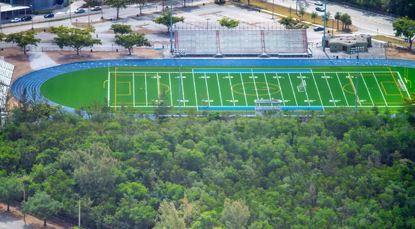 American Football Field Air View Helicopter — стокове фото