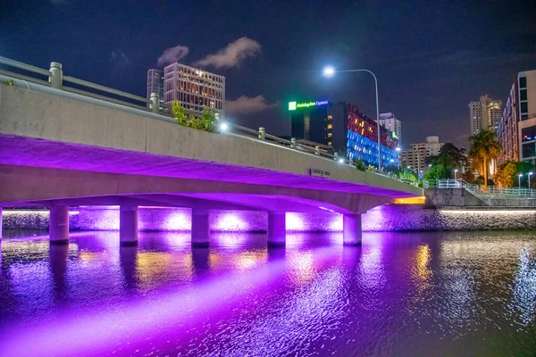 Singapur Enero 2020 Puente Clemenceau Iluminado Por Noche — Foto de Stock
