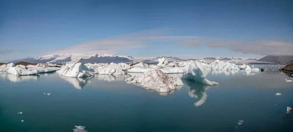 Πανοραμική Θέα Της Λιμνοθάλασσας Jokulsarlon Στη Νότια Ισλανδία Χρώματα Καλοκαιριού — Φωτογραφία Αρχείου