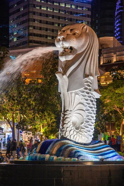 Singapore Grudzień 2019 Merlion Zatoce Marina Jest Symbolem Miasta — Zdjęcie stockowe