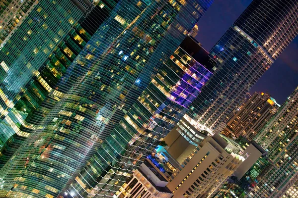 City Skyscrapers Lights Reflections Night Business Concept — Foto Stock