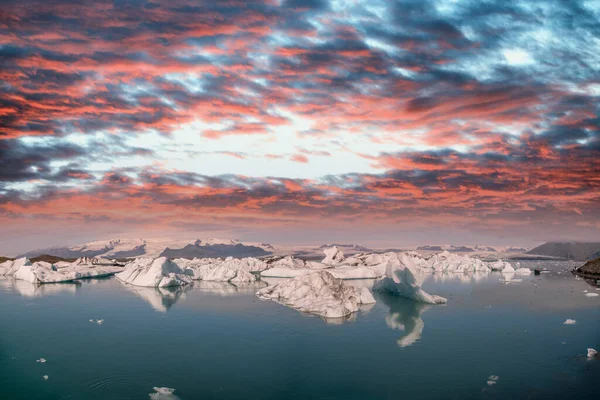 Πανοραμική Θέα Της Λιμνοθάλασσας Jokulsarlon Στη Νότια Ισλανδία Χρώματα Καλοκαιριού — Φωτογραφία Αρχείου