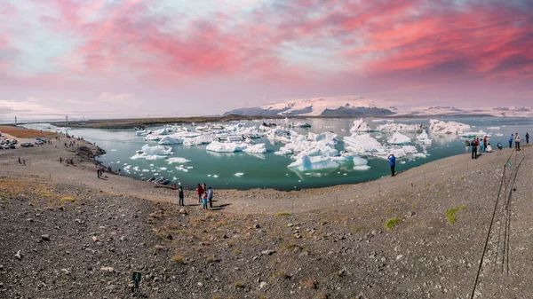 Πανοραμική Θέα Της Λιμνοθάλασσας Jokulsarlon Στη Νότια Ισλανδία Χρώματα Καλοκαιριού — Φωτογραφία Αρχείου