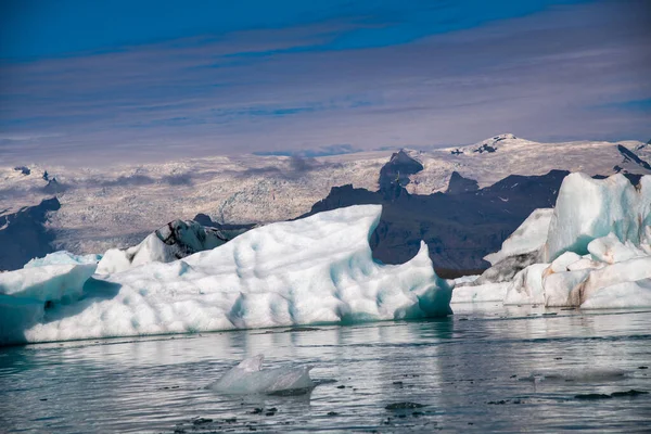 Παγόβουνα Στη Λιμνοθάλασσα Jokulsarlon Νότια Ισλανδία — Φωτογραφία Αρχείου