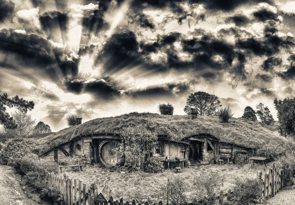 Magnifique Hobbiton Movie Set Village Nouvelle Zélande Avec Des Couleurs — Photo