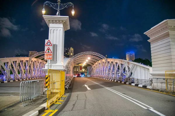 Pont Singapour Nuit Long Rivière Singapour — Photo