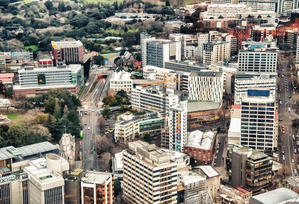 Auckland Flygplanskyline Vid Solnedgången Nya Zeeland — Stockfoto