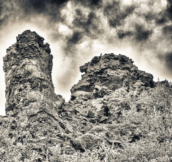 Formaciones Rocas Campos Lava Dimmuborgir Islandia — Foto de Stock