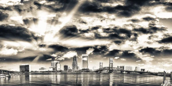 Jacksonville Vackra Silhuett Panoramautsikt Havsutsikt Vid Solnedgången Florida — Stockfoto