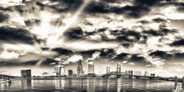 Jacksonville Belle Skyline Vue Panoramique Sur Ville Coucher Soleil Floride — Photo