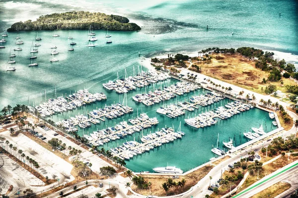 Fisher Island Docked Boats Aerial View Miami Florida — Stock Photo, Image