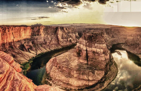 Sunset Horseshoe Bend Colorado River Summer Season Arizona — Stock Photo, Image