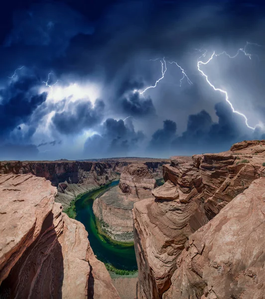 Hästsko Böj Panoramautsikt Antenn Utsikt Arizona Rocks Och Colorado River — Stockfoto