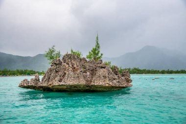 Kristal kaya Mauritius kıyı şeridinin önündeki ıssız bir kayadır. Tatil kavramı