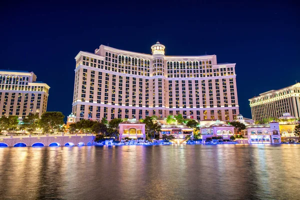 Las Vegas Junio 2018 Vista Nocturna Del Hotel Lago Bellagio — Foto de Stock