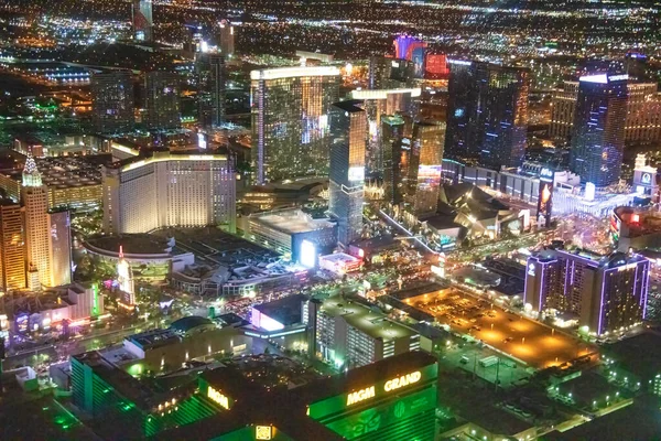 Las Vegas June 30Th 2018 Helicopter Night Aerial View Strip — Stock Photo, Image