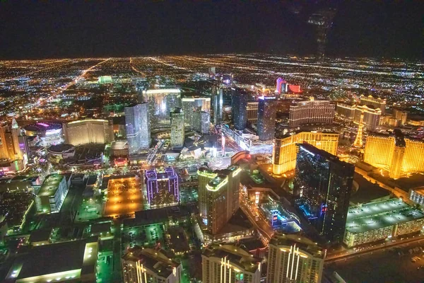 Las Vegas June 30Th 2018 Helicopter Night Aerial View Strip — стокове фото