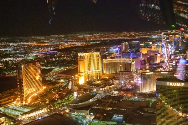 Las Vegas Juin 2018 Vue Aérienne Nuit Hélicoptère Strip Ville — Photo