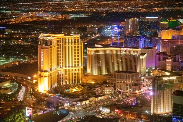 Las Vegas June 30Th 2018 Helicopter Night Aerial View Strip — Stock Photo, Image