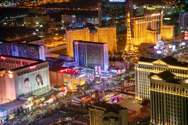 Las Vegas Juni 2018 Helikopter Nachtaufnahme Des Strip Und Der — Stockfoto