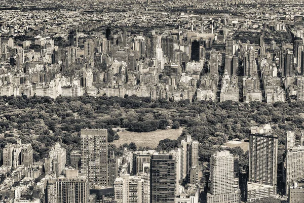 Manhattan Skyline Central Park Helicopter Sunny Afternoon New York City — Stock Photo, Image