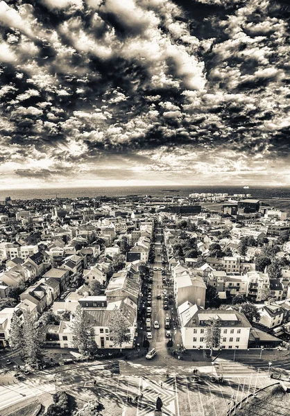 Reykjavik Zlanda Daki Hallgrimskirkja Kentinin Hava Görüntüsü — Stok fotoğraf