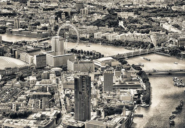 Vista Aérea Palácio Westminster Roda Gigante Pontes Cidade Sobre Rio — Fotografia de Stock