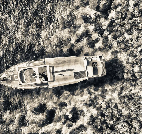 Overhead Antenn Syn Båten Utforska Korallrev — Stockfoto