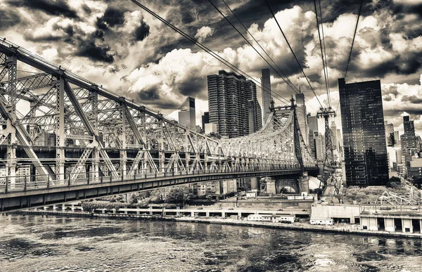 Manhattan Üzerinde Günbatımı Gökyüzü Renkleri Skyline New York — Stok fotoğraf