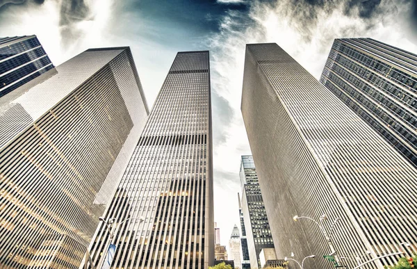 Solnedgång Himmel Färger Över Manhattan Skyline New York — Stockfoto