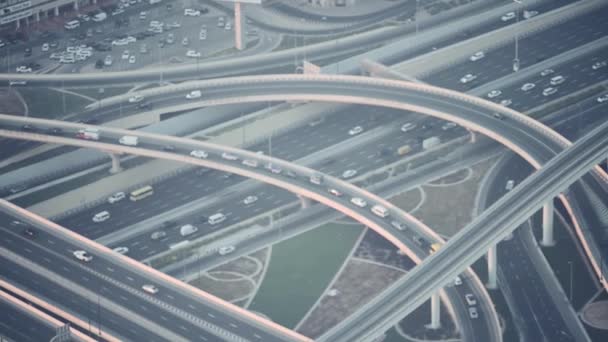 Dubai roads intersections, aerial view from drone — Video Stock