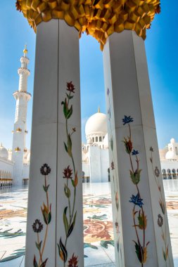 Güneşli bir günde Abu Dabi 'deki Şeyh Zayed Camii