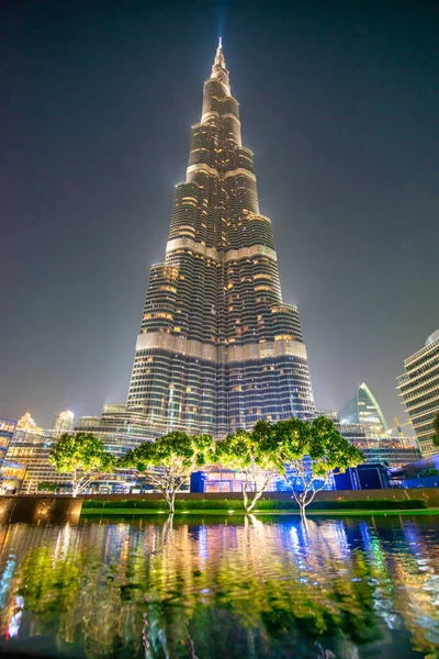 Dubai Uae December 2016 Burj Khalifa Night Tallest World Skyscraper — Stockfoto