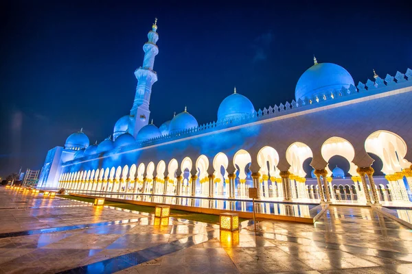 Mezquita Sheikh Zayed Por Noche Vista Exterior Abu Dhabi Emiratos — Foto de Stock