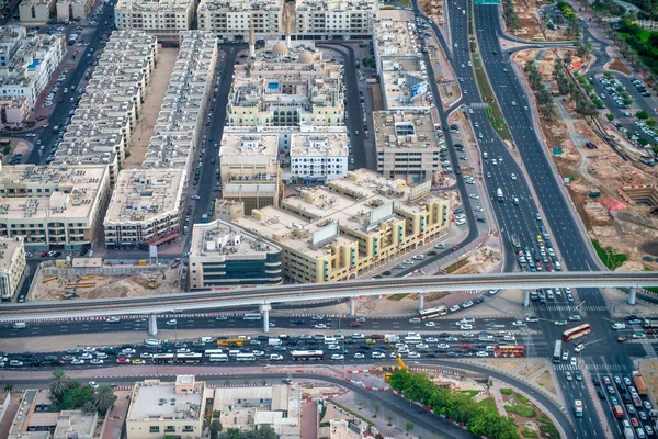 Dubai Uae December 2016 Helicopter Viewpoint Downtown Dubai Road Intersections — Stockfoto