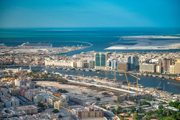 Dubai Eau Decembrie 2016 Bur Dubai Dubai Creek Din Elicopter — Fotografie, imagine de stoc