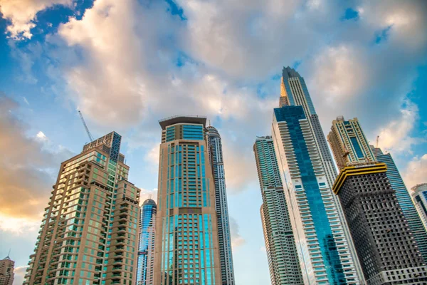 Dubai Uae December 2016 Dubai Marina Skyscrapers Sunset City Beach — Fotografia de Stock